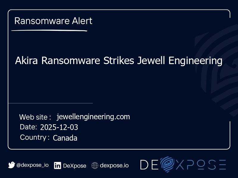 Akira Ransomware Strikes Jewell Engineering