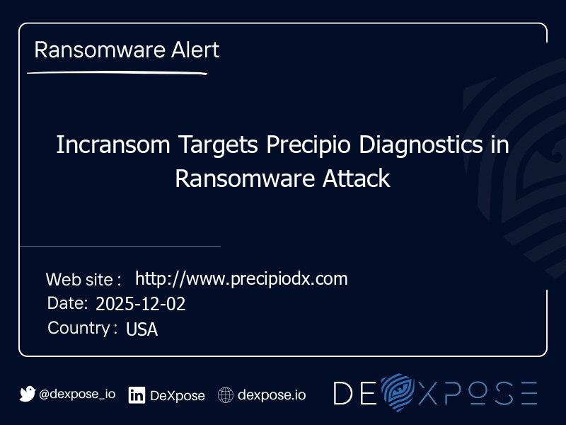 Incransom Targets Precipio Diagnostics in Ransomware Attack