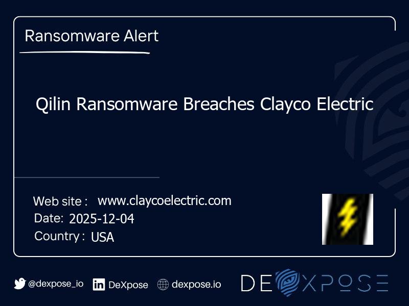 Qilin Ransomware Breaches Clayco Electric