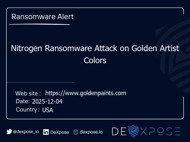 Nitrogen Ransomware Attack on Golden Artist Colors