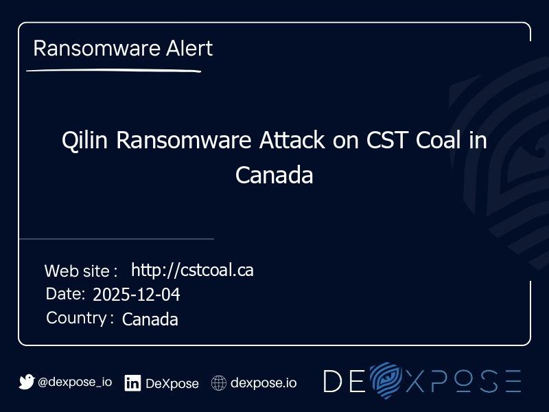 Qilin Ransomware Attack on CST Coal in Canada
