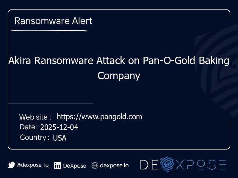 Akira Ransomware Attack on Pan-O-Gold Baking Company