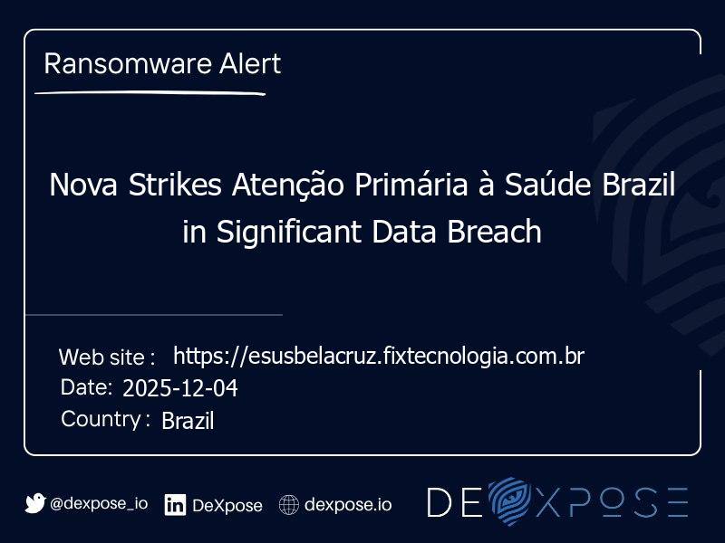 Nova Strikes Atenção Primária à Saúde Brazil in Significant Data Breach