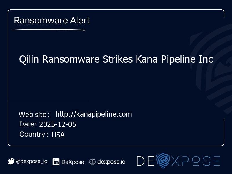 Qilin Ransomware Strikes Kana Pipeline Inc