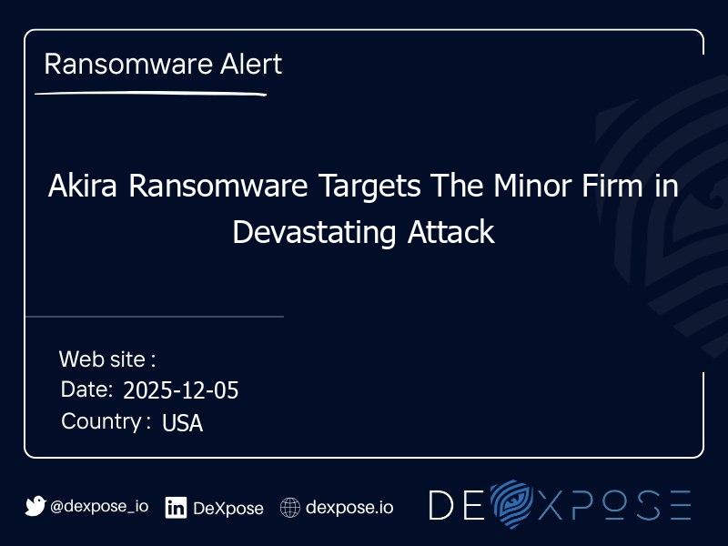 Akira Ransomware Targets The Minor Firm in Devastating Attack