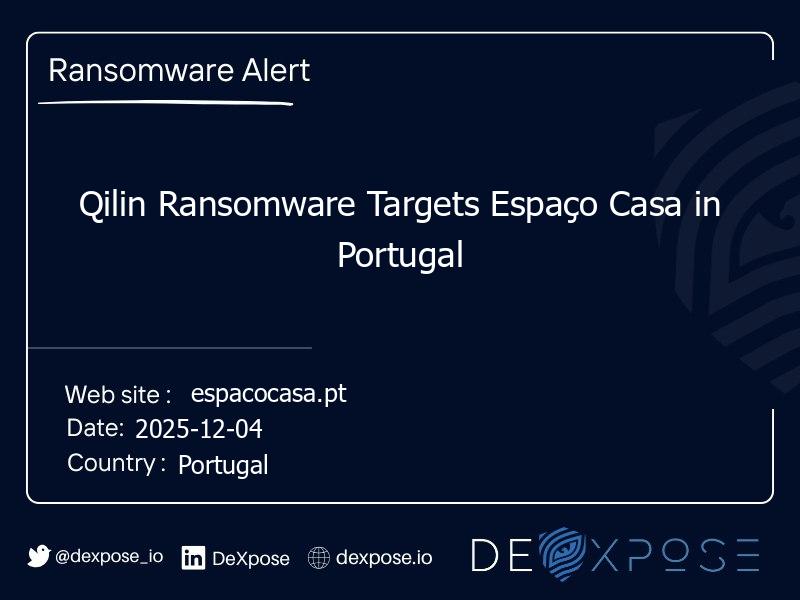 Qilin Ransomware Targets Espaço Casa in Portugal
