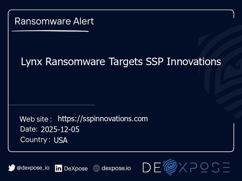 Lynx Ransomware Targets SSP Innovations