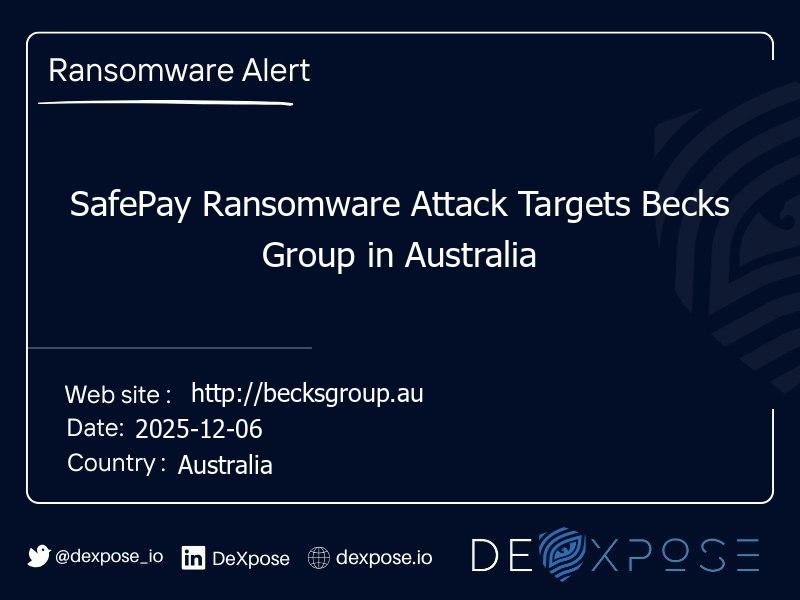 SafePay Ransomware Attack Targets Becks Group in Australia