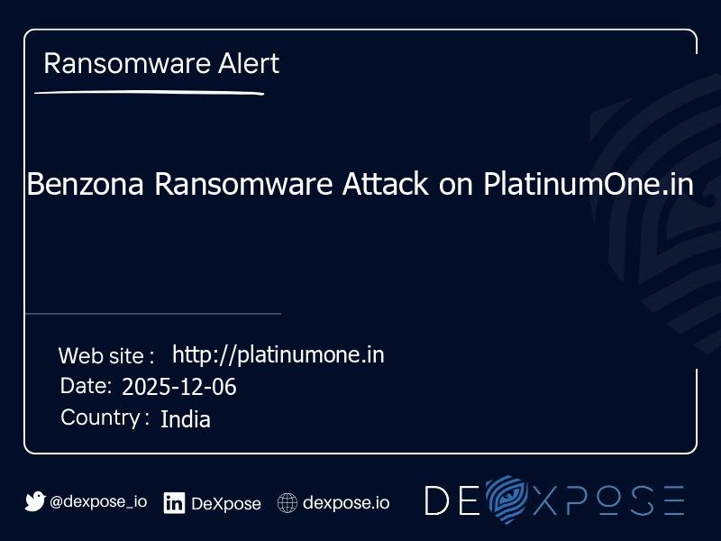 Benzona Ransomware Attack on PlatinumOne.in