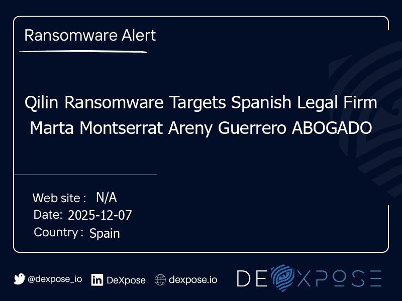 Qilin Ransomware Targets Spanish Legal Firm Marta Montserrat Areny Guerrero ABOGADO
