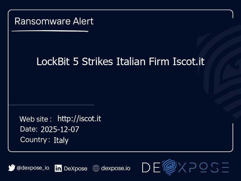 LockBit 5 Strikes Italian Firm Iscot.it