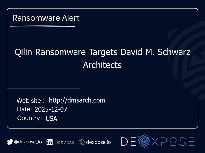 Qilin Ransomware Targets David M. Schwarz Architects