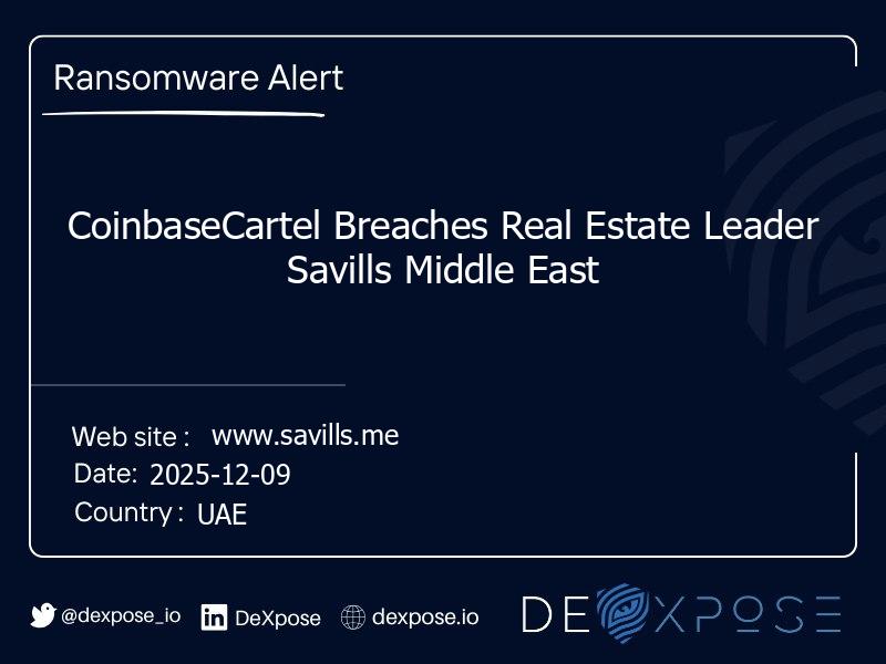 CoinbaseCartel Breaches Real Estate Leader Savills Middle East