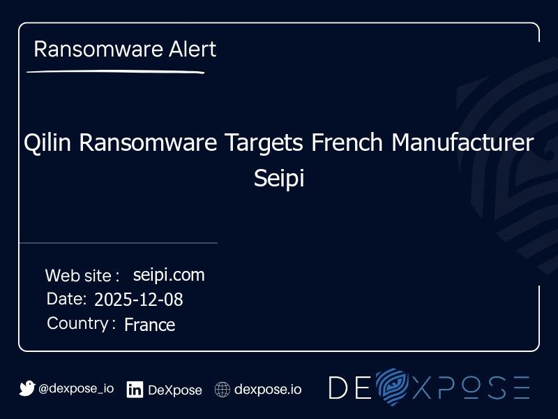 Qilin Ransomware Targets French Manufacturer Seipi