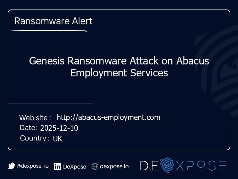Genesis Ransomware Attack on Abacus Employment Services