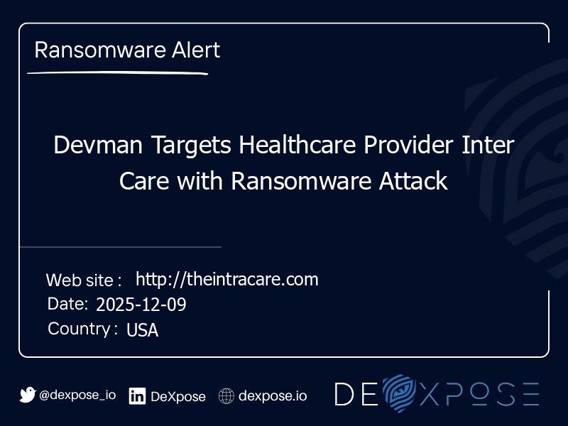 Devman Targets Healthcare Provider Inter Care with Ransomware Attack