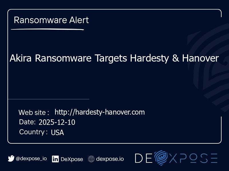 Akira Ransomware Targets Hardesty & Hanover