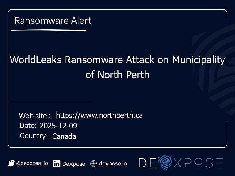 WorldLeaks Ransomware Attack on Municipality of North Perth