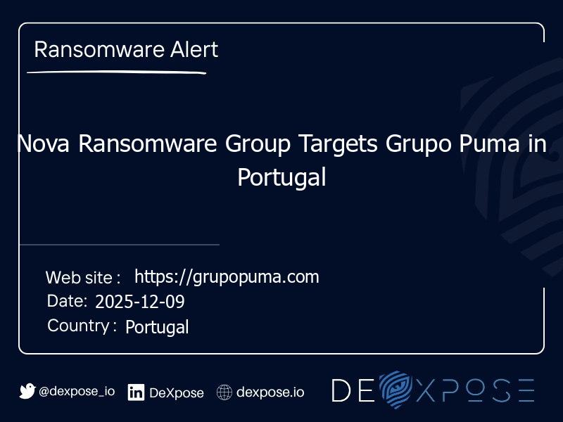 Nova Ransomware Group Targets Grupo Puma in Portugal