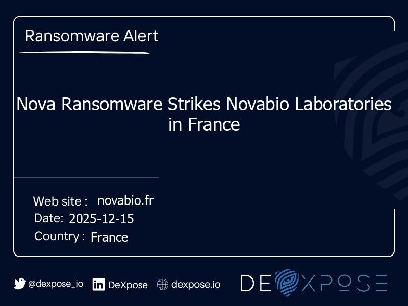 Nova Ransomware Strikes Novabio Laboratories in France