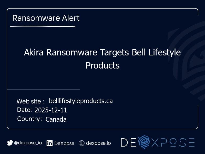 Akira Ransomware Targets Bell Lifestyle Products