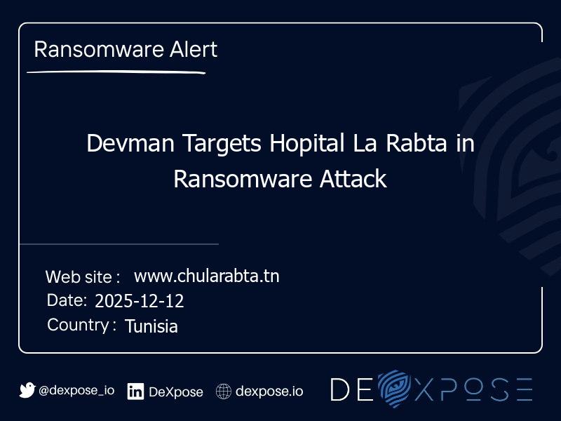 Devman Targets Hopital La Rabta in Ransomware Attack