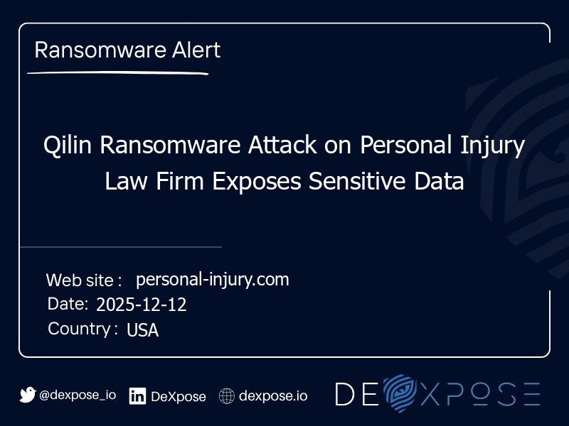 Qilin Ransomware Attack on Personal Injury Law Firm Exposes Sensitive Data