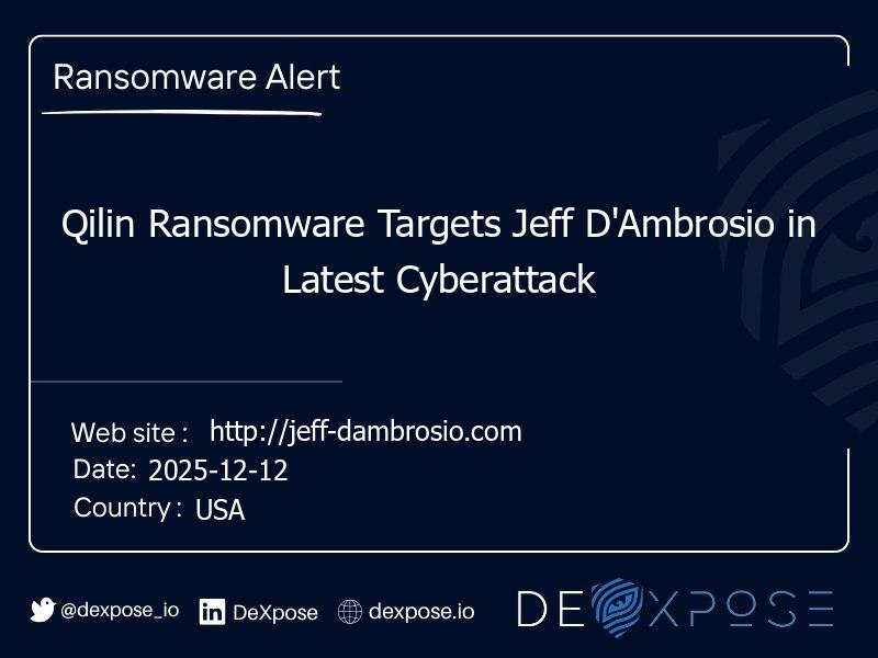 Qilin Ransomware Targets Jeff D'Ambrosio in Latest Cyberattack
