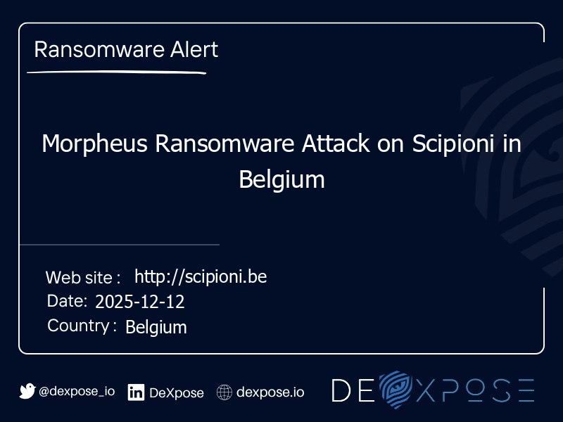 Morpheus Ransomware Attack on Scipioni in Belgium