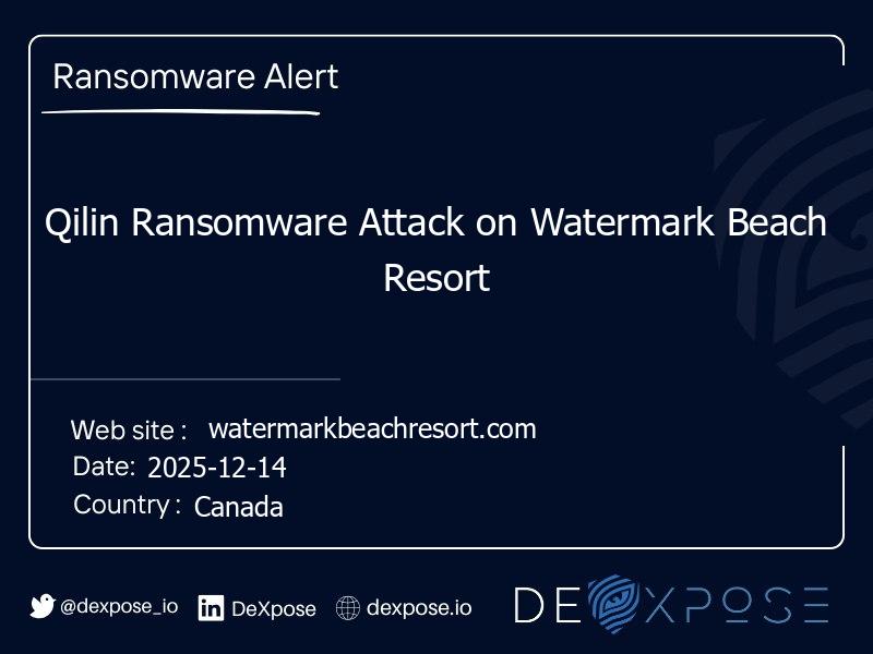 Qilin Ransomware Attack on Watermark Beach Resort