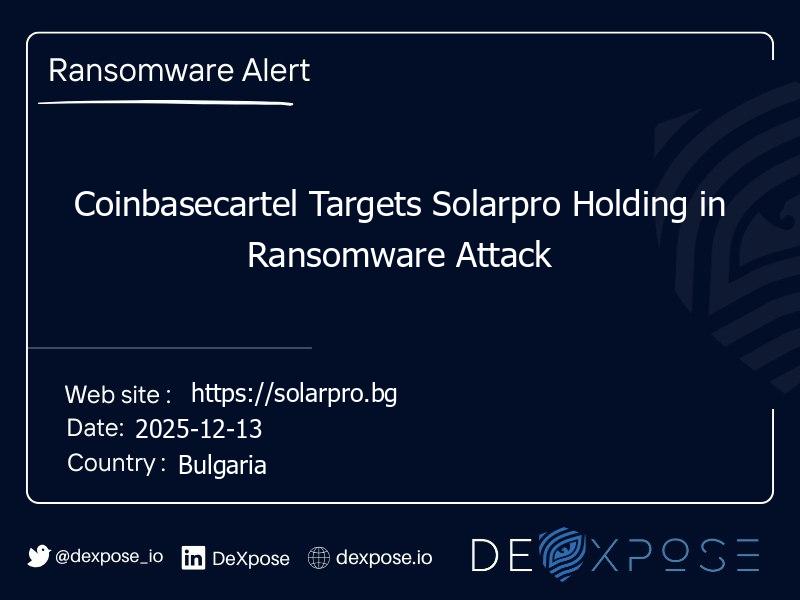 Coinbasecartel Targets Solarpro Holding in Ransomware Attack