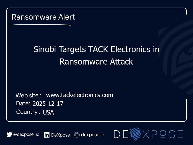 Sinobi Targets TACK Electronics in Ransomware Attack