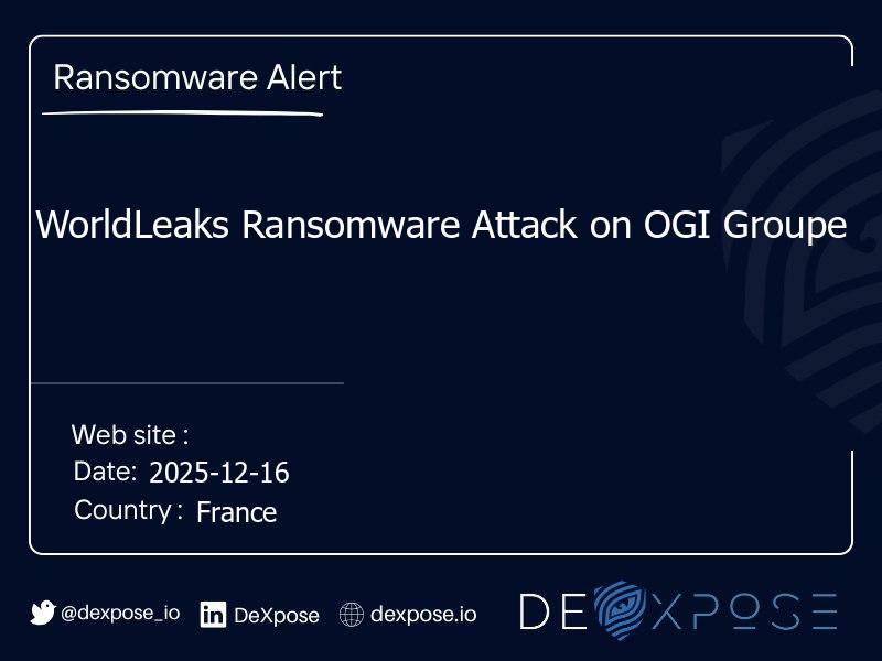 WorldLeaks Ransomware Attack on OGI Groupe