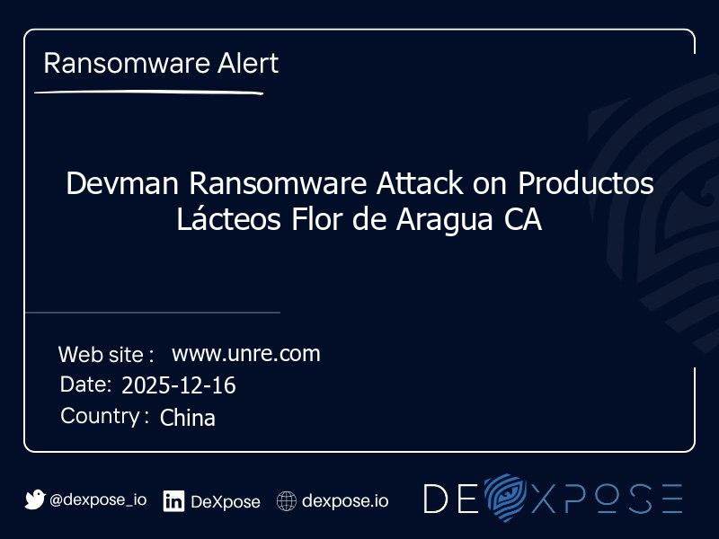 Devman Ransomware Attack on Productos Lácteos Flor de Aragua CA