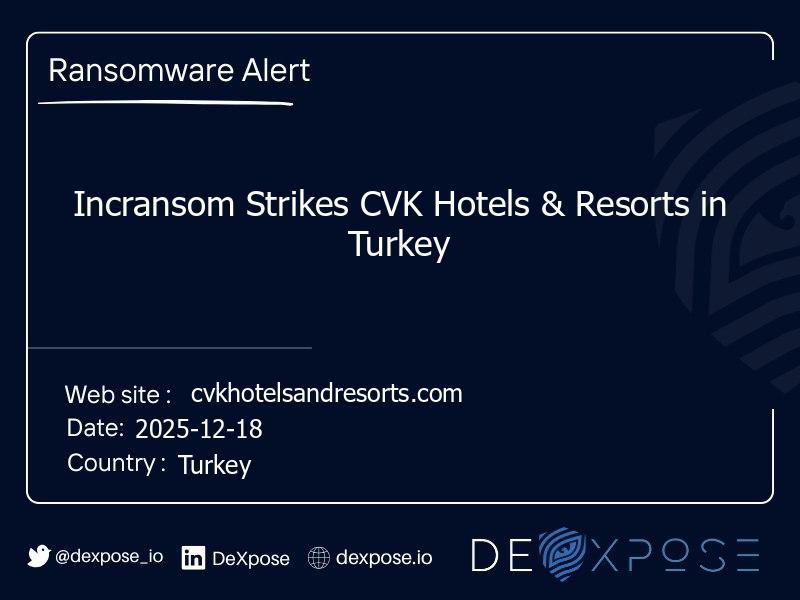 Incransom Strikes CVK Hotels & Resorts in Turkey