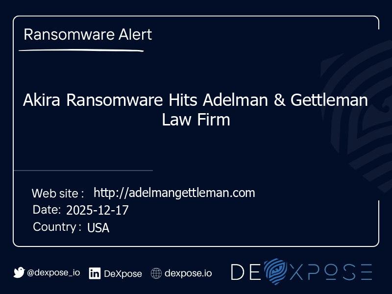 Akira Ransomware Hits Adelman & Gettleman Law Firm