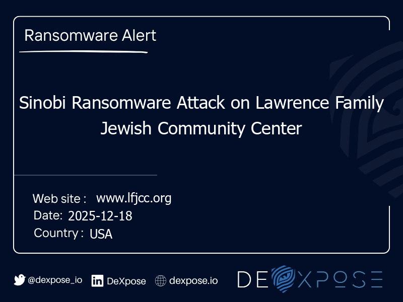 Sinobi Ransomware Attack on Lawrence Family Jewish Community Center