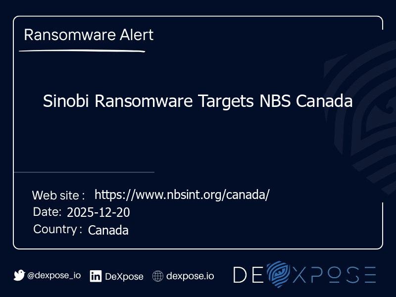Sinobi Ransomware Targets NBS Canada