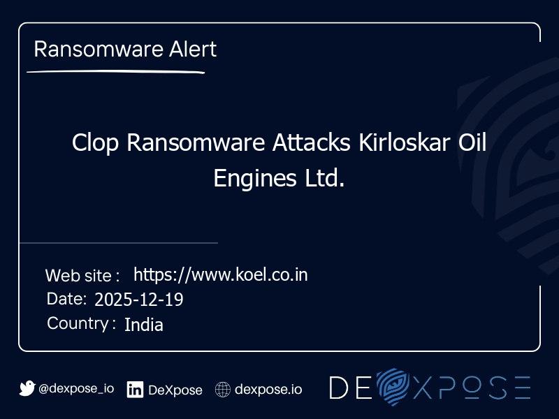 Clop Ransomware Attacks Kirloskar Oil Engines Ltd.