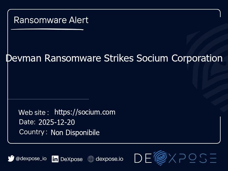 Devman Ransomware Strikes Socium Corporation