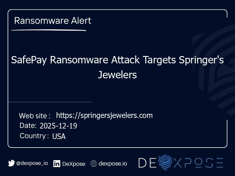 SafePay Ransomware Attack Targets Springer's Jewelers