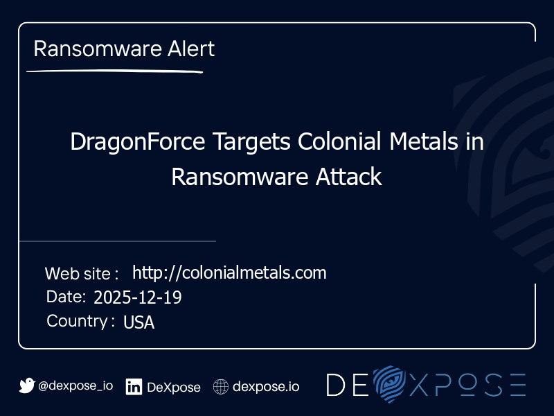 DragonForce Targets Colonial Metals in Ransomware Attack