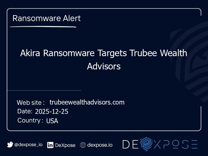Akira Ransomware Targets Trubee Wealth Advisors