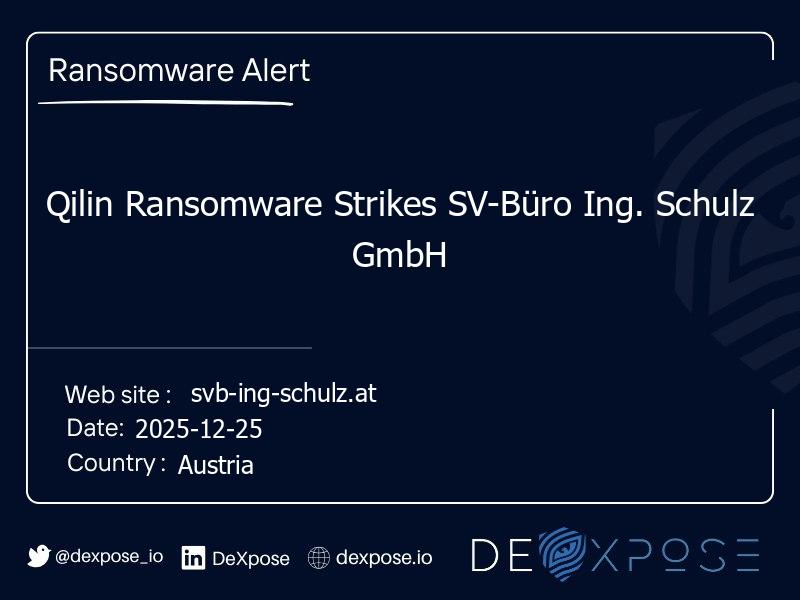 Qilin Ransomware Strikes SV-Büro Ing. Schulz GmbH