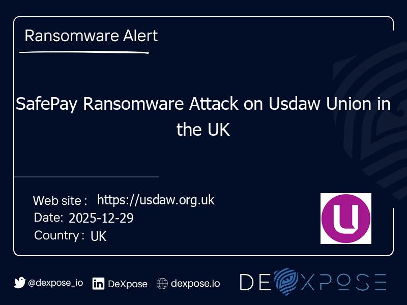 SafePay Ransomware Attack on Usdaw Union in the UK