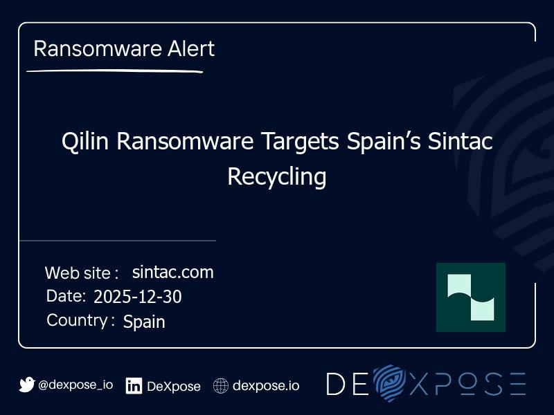 Qilin Ransomware Targets Spain’s Sintac Recycling