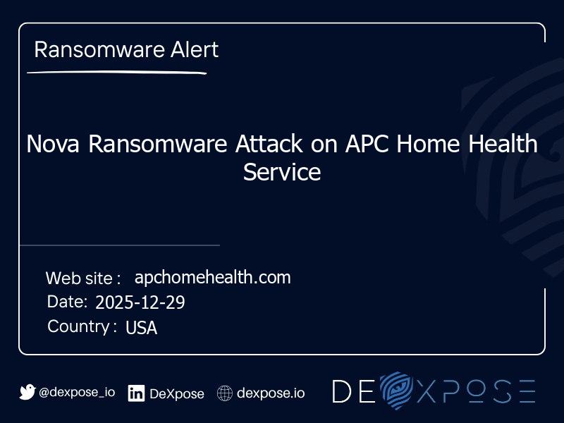 Nova Ransomware Attack on APC Home Health Service