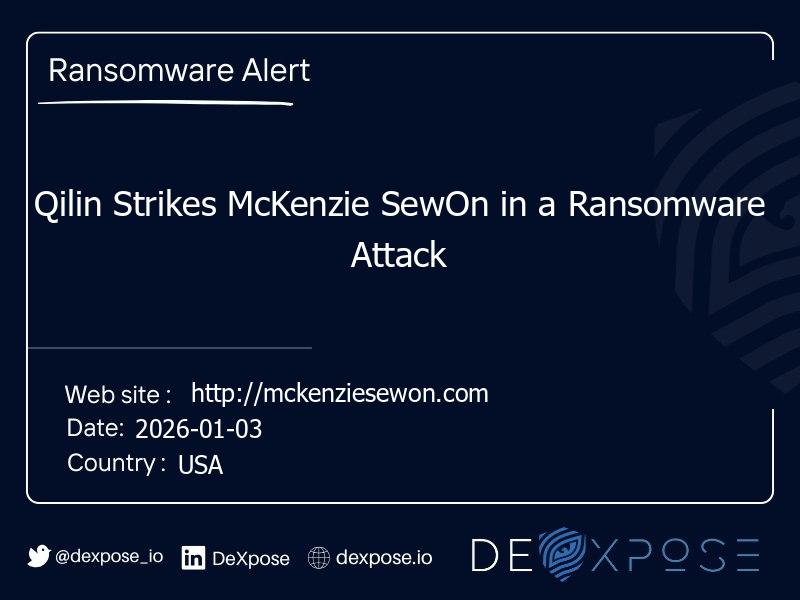 Qilin Strikes McKenzie SewOn in a Ransomware Attack