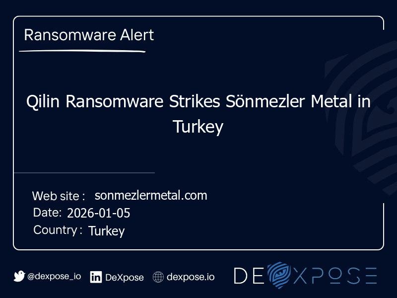 Qilin Ransomware Strikes Sönmezler Metal in Turkey