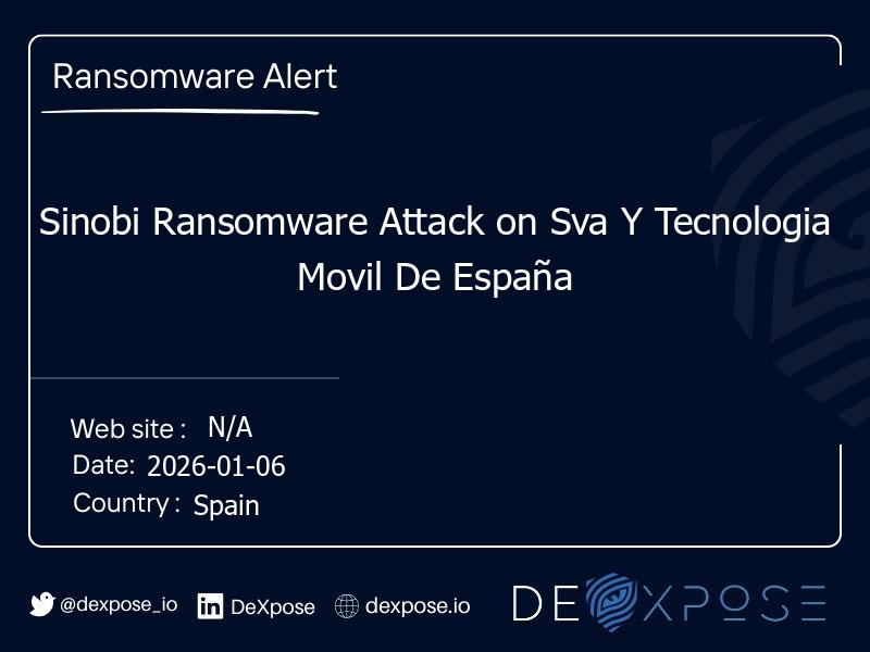 Sinobi Ransomware Attack on Sva Y Tecnologia Movil De España